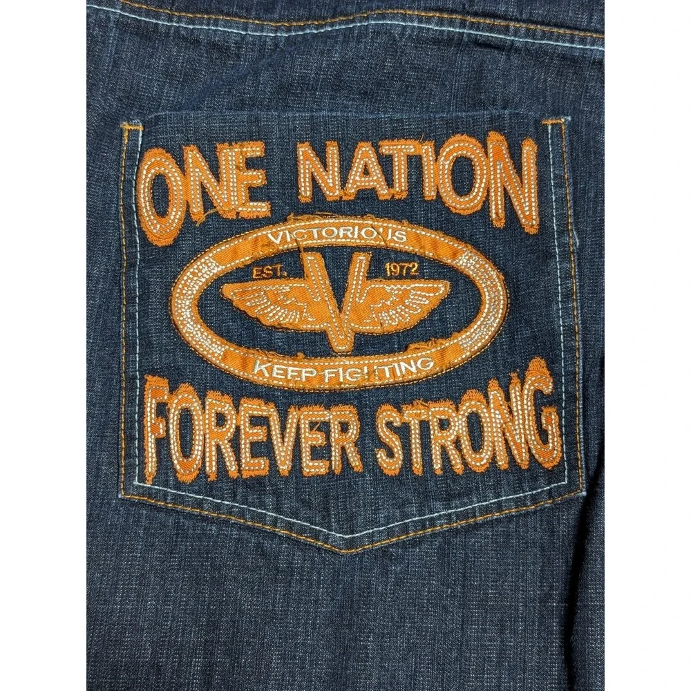 EVOLUTION IN‎ DESIGN Men 48X33 ONE NATION FOREVER STRONG Denim Jeans
